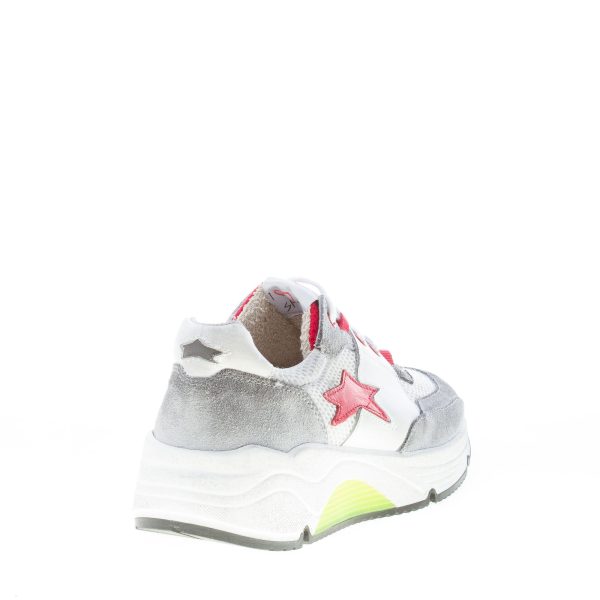 ISHIKAWA donna sneaker Olimpic 1879 in camoscio e tessuto vintage GRIGIO più bianco e rosso - immagine 3