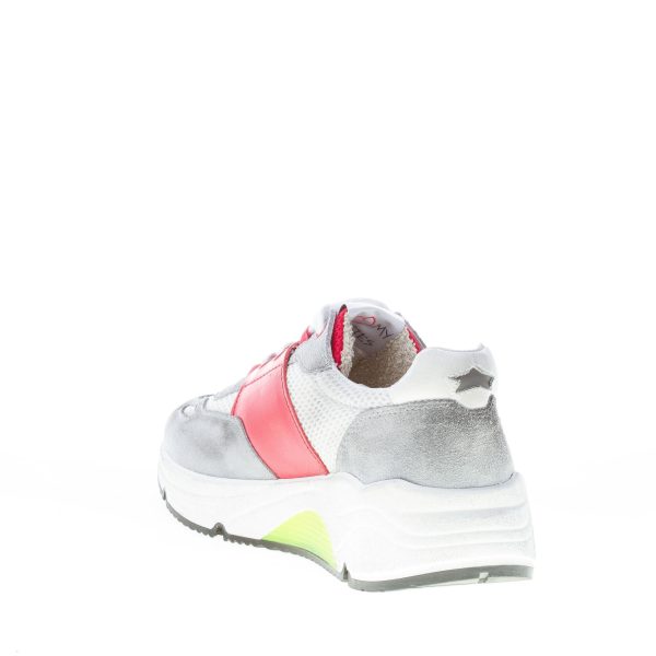 ISHIKAWA donna sneaker Olimpic 1879 in camoscio e tessuto vintage GRIGIO più bianco e rosso - immagine 4