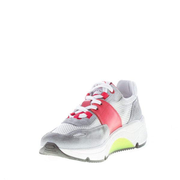 ISHIKAWA donna sneaker Olimpic 1879 in camoscio e tessuto vintage GRIGIO più bianco e rosso - immagine 6