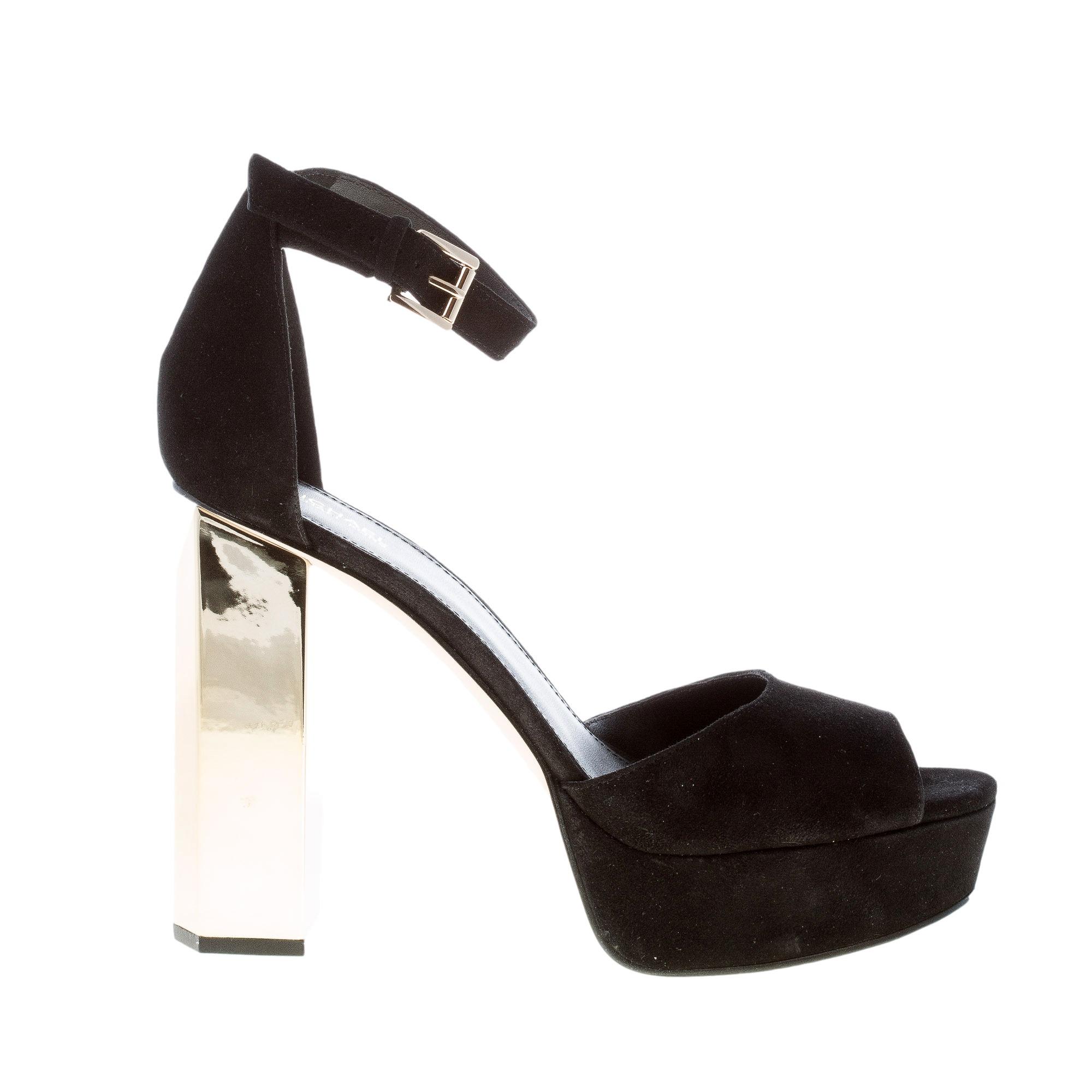 MICHAEL KORS donna sandalo Elana Platform in camoscio NERO. Tacco 11 cm Strike Calzature