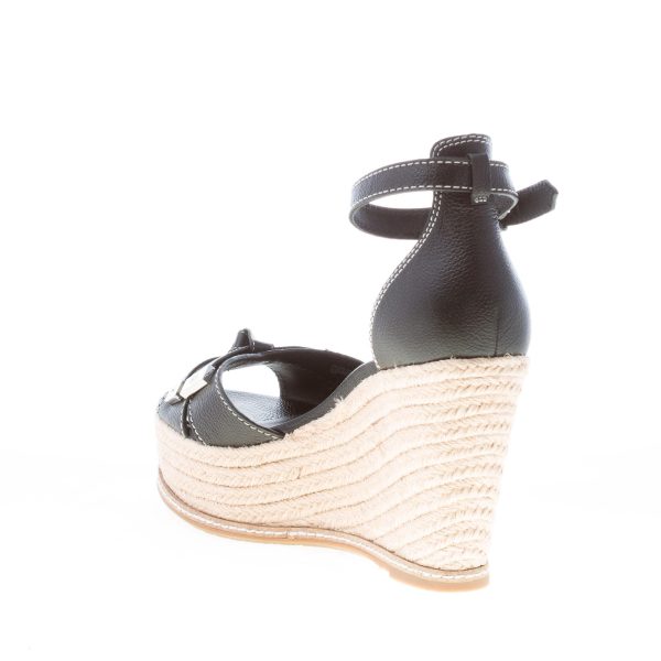MICHAEL KORS donna sandalo Ripley Wedge in pelle martellata NERO con fiocco. Zeppa corda 11 cm - immagine 4