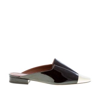 L'AUTRE CHOSE donna sabot in vernice bicolore NERO e LATTE. Tacco 2,5 cm