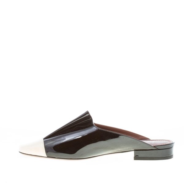 L'AUTRE CHOSE donna sabot in vernice bicolore NERO e LATTE. Tacco 2,5 cm - immagine 5