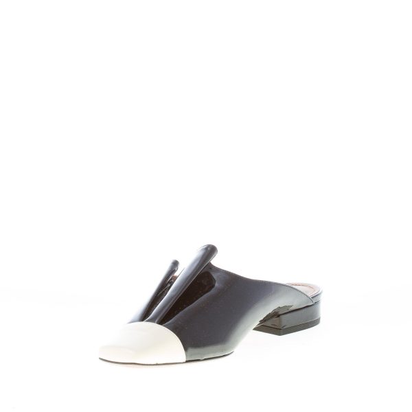 L'AUTRE CHOSE donna sabot in vernice bicolore NERO e LATTE. Tacco 2,5 cm - immagine 6