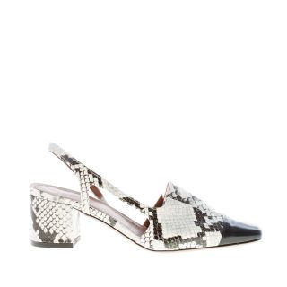 L'AUTRE CHOSE donna slingback in pelle stampa rettile NATURALE e nero. Tacco 6 cm