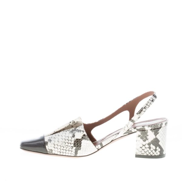L'AUTRE CHOSE donna slingback in pelle stampa rettile NATURALE e nero. Tacco 6 cm - immagine 5