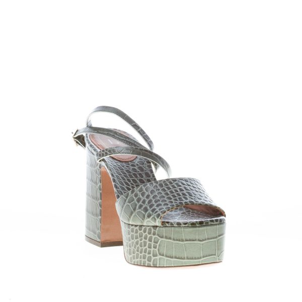 L'AUTRE CHOSE donna sandalo in pelle stampa cocco VERDE con maxi plateau. Tacco 11 cm - immagine 2