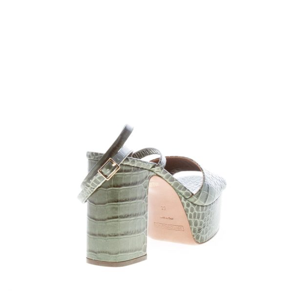 L'AUTRE CHOSE donna sandalo in pelle stampa cocco VERDE con maxi plateau. Tacco 11 cm - immagine 3