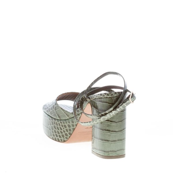 L'AUTRE CHOSE donna sandalo in pelle stampa cocco VERDE con maxi plateau. Tacco 11 cm - immagine 4