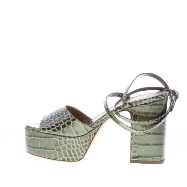 L'AUTRE CHOSE donna sandalo in pelle stampa cocco VERDE con maxi plateau. Tacco 11 cm - immagine 5