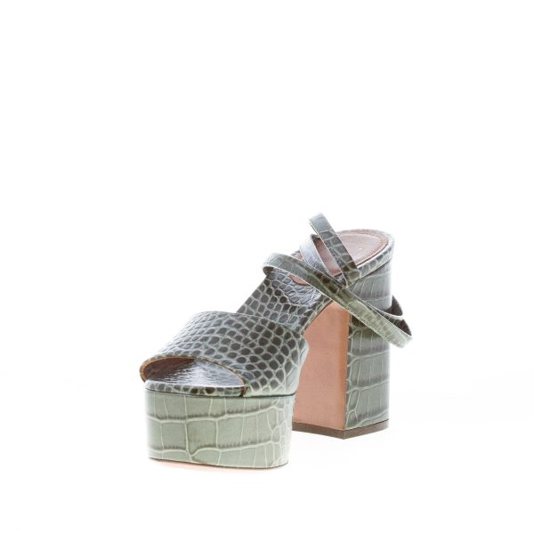 L'AUTRE CHOSE donna sandalo in pelle stampa cocco VERDE con maxi plateau. Tacco 11 cm - immagine 6