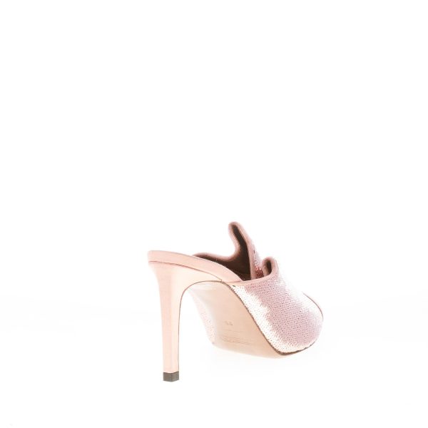 L'AUTRE CHOSE donna sandalo slide in tessuto e raso ROSA con fascia e paillettes. Tacco 8,5 cm - immagine 3