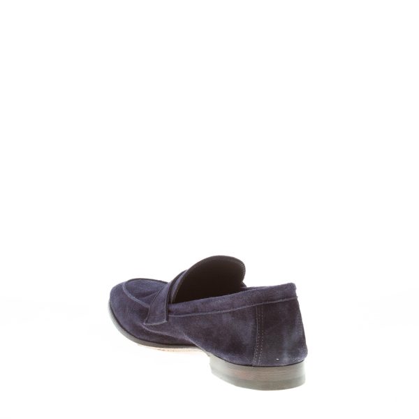 MIGLIORE uomo mocassino in camoscio BLU con fibbia. Suola cuoio - immagine 4