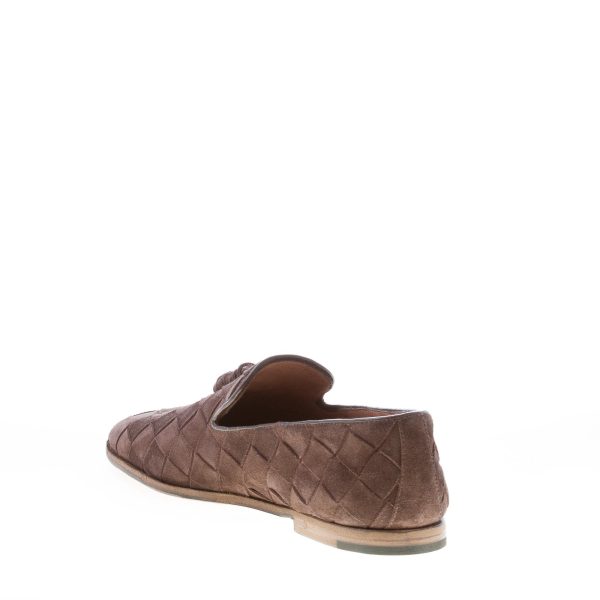 O'KEEFFE uomo pantofola artigianale Mark in camoscio intrecciato MARRONE con nappine - immagine 4