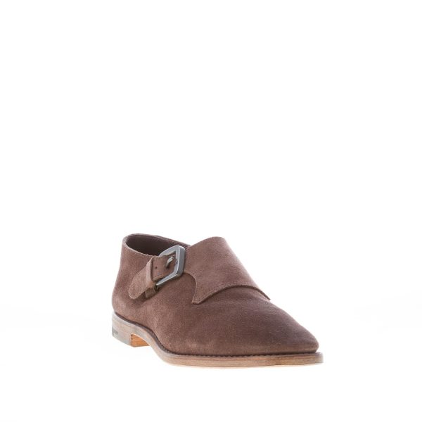 O'KEEFFE uomo scarpa artigianale con fibbia Andy in camoscio MARRONE. Suola cuoio - immagine 2