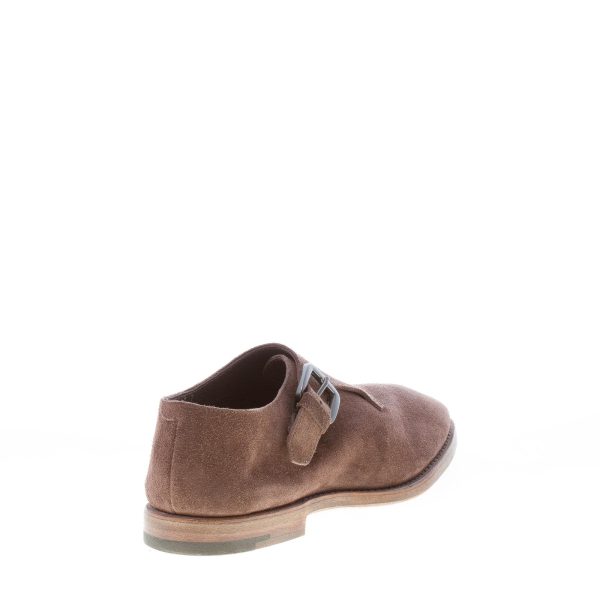 O'KEEFFE uomo scarpa artigianale con fibbia Andy in camoscio MARRONE. Suola cuoio - immagine 3