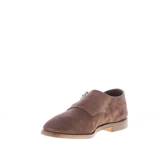 O'KEEFFE uomo scarpa artigianale con fibbia Andy in camoscio MARRONE. Suola cuoio - immagine 6