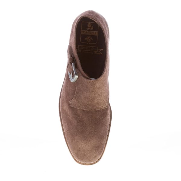 O'KEEFFE uomo scarpa artigianale con fibbia Andy in camoscio MARRONE. Suola cuoio - immagine 7