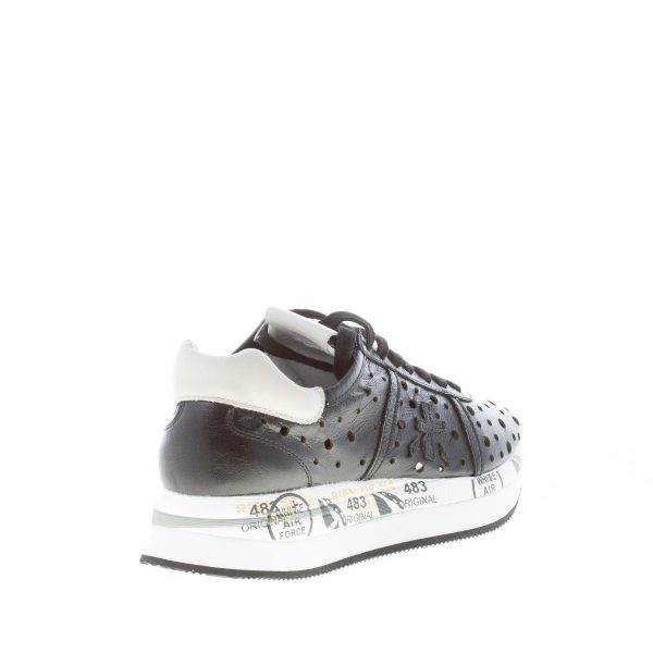 PREMIATA donna sneaker Conny 2965 in pelle traforata NERO con suola rialzata - immagine 3
