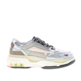 PREMIATA donna sneaker Draked 036 in tessuto tecnico e pelle ARGENTO con suola rialzata