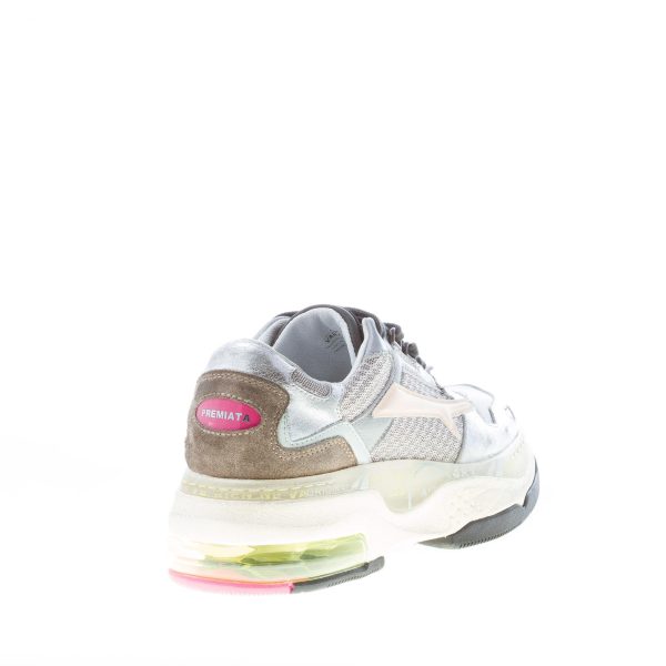 PREMIATA donna sneaker Draked 036 in tessuto tecnico e pelle ARGENTO con suola rialzata - immagine 3