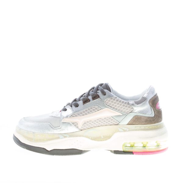 PREMIATA donna sneaker Draked 036 in tessuto tecnico e pelle ARGENTO con suola rialzata - immagine 5