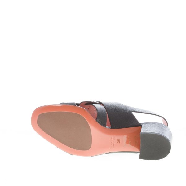 SANTONI donna sandalo in pelle martellata NERO con fascia accollata e frangia. Tacco 5,5 cm - immagine 8