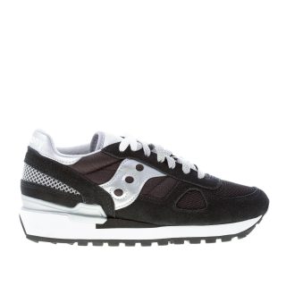 SAUCONY donna sneaker Shadow Original in tessuto e camoscio NERO più argento