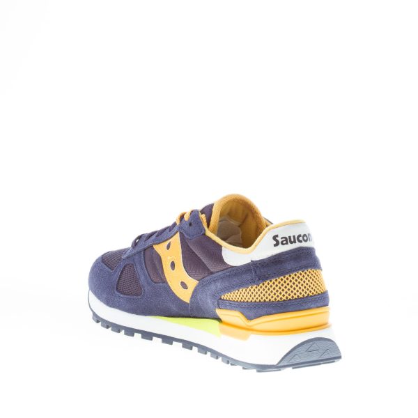 SAUCONY uomo sneaker Shadow Original in tessuto e camoscio BLU NAVY più giallo - immagine 4