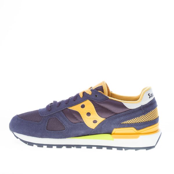 SAUCONY uomo sneaker Shadow Original in tessuto e camoscio BLU NAVY più giallo - immagine 5