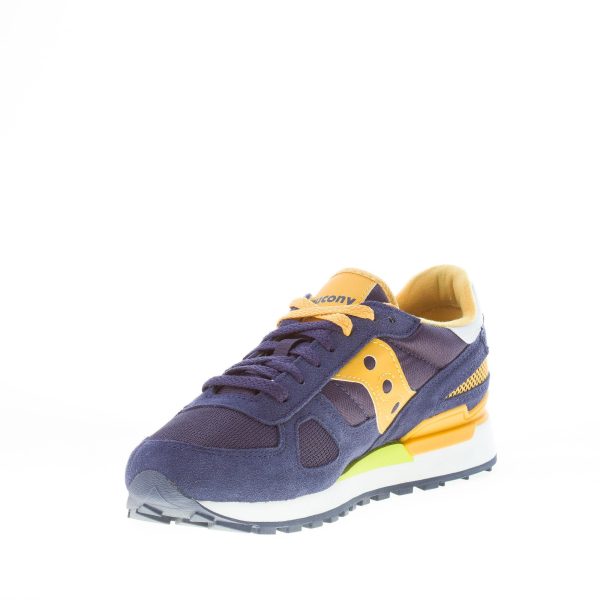 SAUCONY uomo sneaker Shadow Original in tessuto e camoscio BLU NAVY più giallo - immagine 6