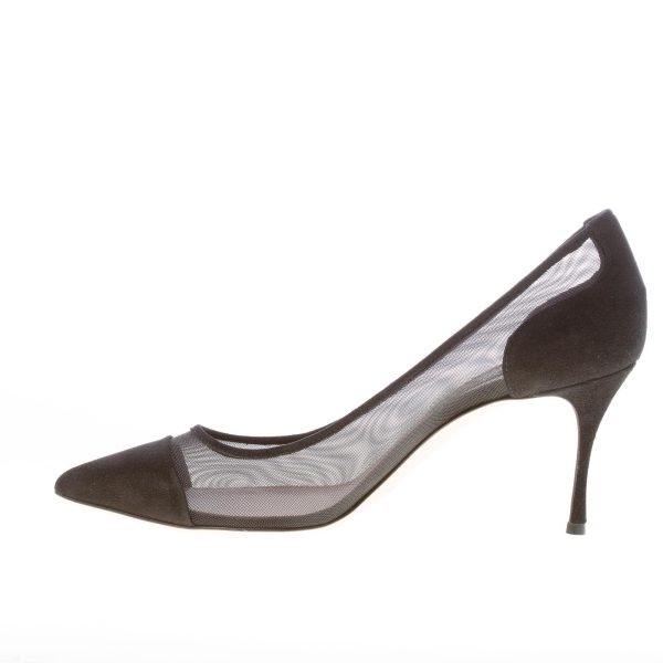 SERGIO ROSSI donna decolletè Godiva in tessuto a rete e camoscio NERO. Tacco 7,5 cm - immagine 5