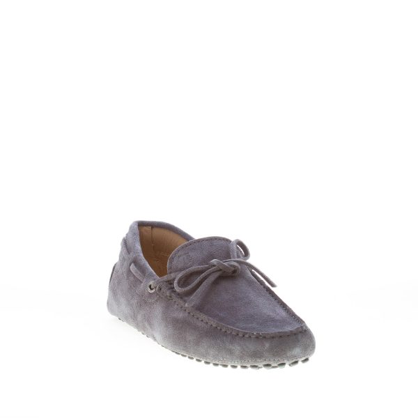 TOD'S uomo mocassino in camoscio GRIGIO con laccetto. Suola gommini - immagine 2