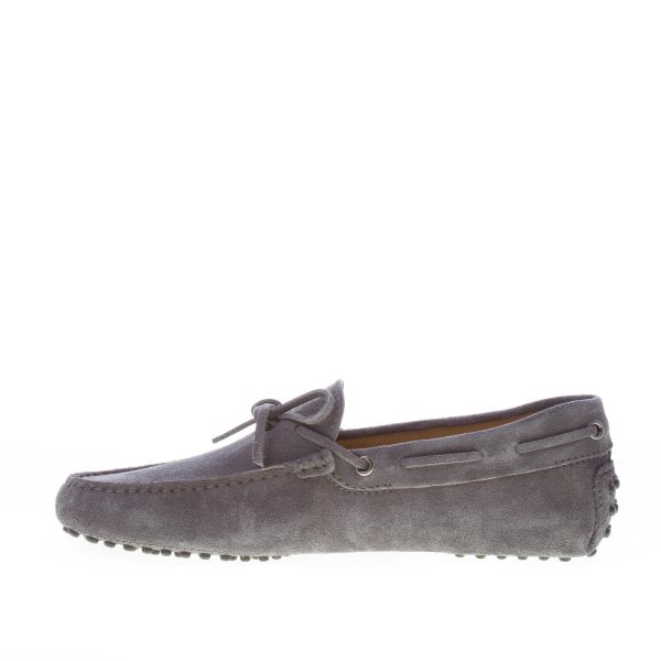 TOD'S uomo mocassino in camoscio GRIGIO con laccetto. Suola gommini - immagine 5