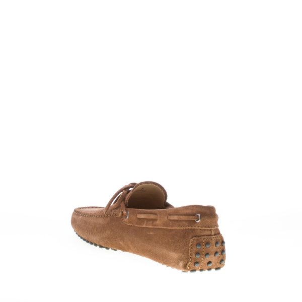 TOD'S uomo mocassino in camoscio MARRONE con laccetto. Suola gommini - immagine 4