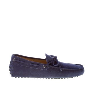 TOD'S uomo mocassino in camoscio BLU GALASSIA con laccetto. Suola gommini