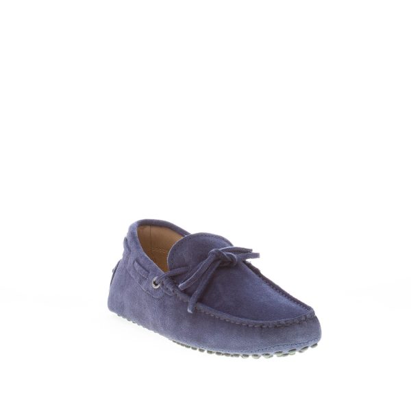 TOD'S uomo mocassino in camoscio BLU GALASSIA con laccetto. Suola gommini - immagine 2