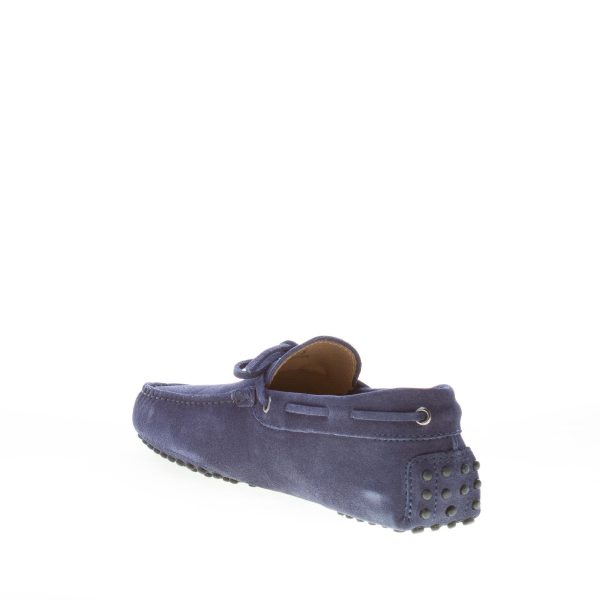TOD'S uomo mocassino in camoscio BLU GALASSIA con laccetto. Suola gommini - immagine 4