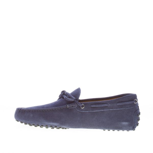 TOD'S uomo mocassino in camoscio BLU GALASSIA con laccetto. Suola gommini - immagine 5