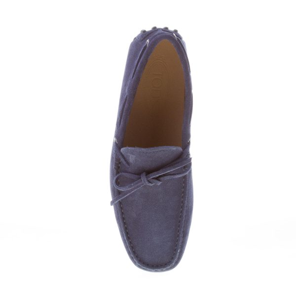 TOD'S uomo mocassino in camoscio BLU GALASSIA con laccetto. Suola gommini - immagine 7