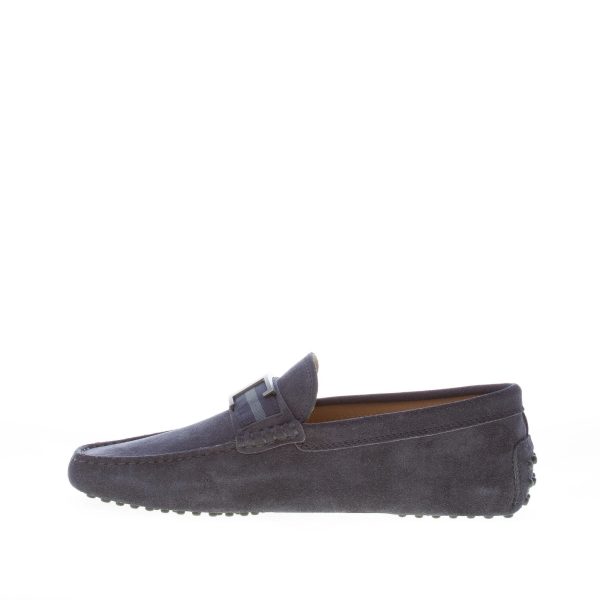 TOD'S uomo mocassino gommini Timeless in camoscio BLU NOTTE con monogramma T e fascia - immagine 5
