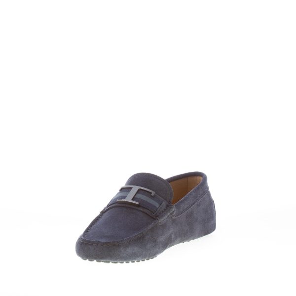 TOD'S uomo mocassino gommini Timeless in camoscio BLU NOTTE con monogramma T e fascia - immagine 6