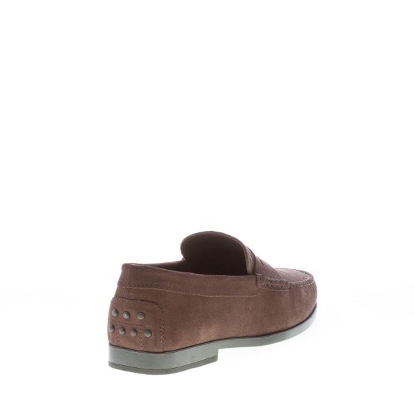 TOD'S uomo mocassino in camoscio MARRONE EBANO con mascherina e suola in gomma - immagine 3