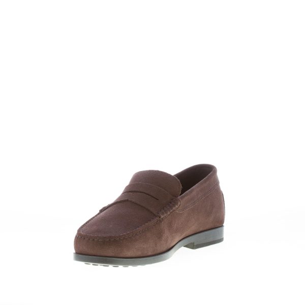 TOD'S uomo mocassino in camoscio MARRONE EBANO con mascherina e suola in gomma - immagine 6