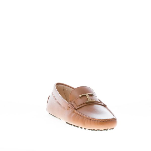 TOD'S donna mocassino gommini in pelle CUOIO con mascherina e T metallo - immagine 2