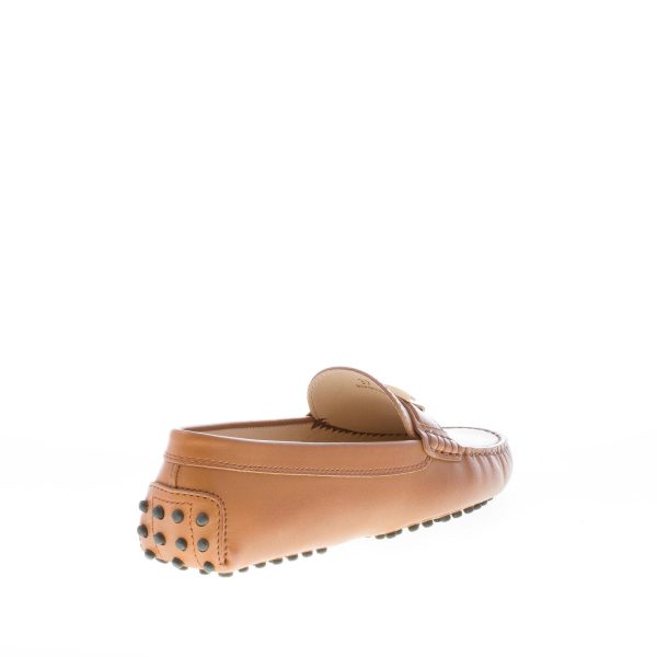 TOD'S donna mocassino gommini in pelle CUOIO con mascherina e T metallo - immagine 3