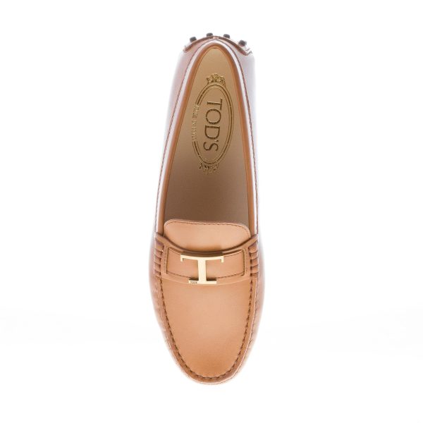 TOD'S donna mocassino gommini in pelle CUOIO con mascherina e T metallo - immagine 7