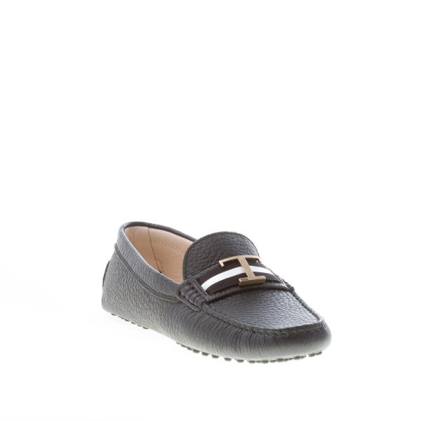 TOD'S donna mocassino gommini in pelle martellata NERO con mascherina e T metallo - immagine 2