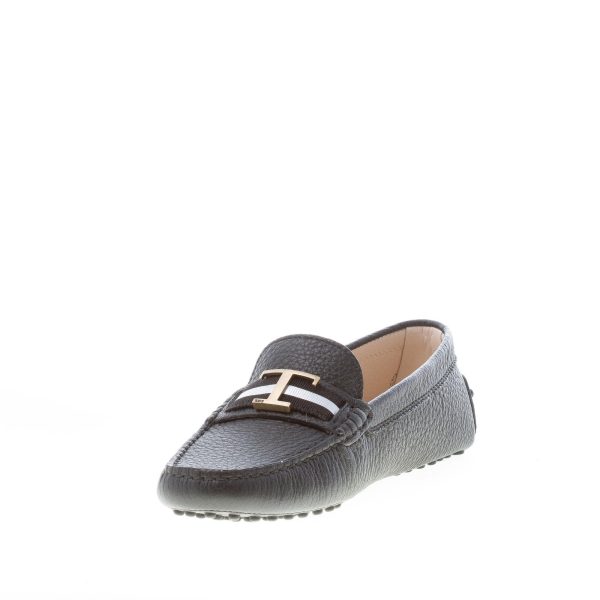 TOD'S donna mocassino gommini in pelle martellata NERO con mascherina e T metallo - immagine 6