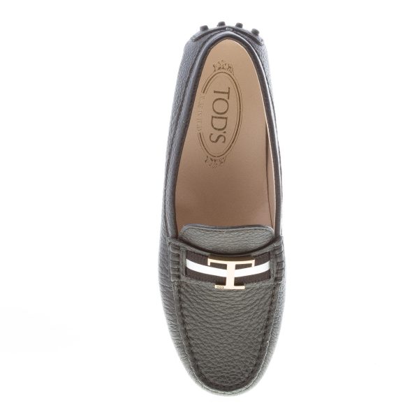 TOD'S donna mocassino gommini in pelle martellata NERO con mascherina e T metallo - immagine 7